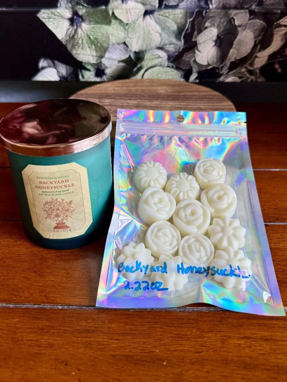 NEW 2-Pc BACKYARD HONEYSUCKLE Single Wick Candle & Wax Melts Bath & Body Works